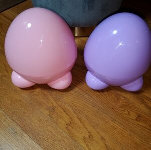 Pink and Purple Plastic Decorative Eggs with Feet